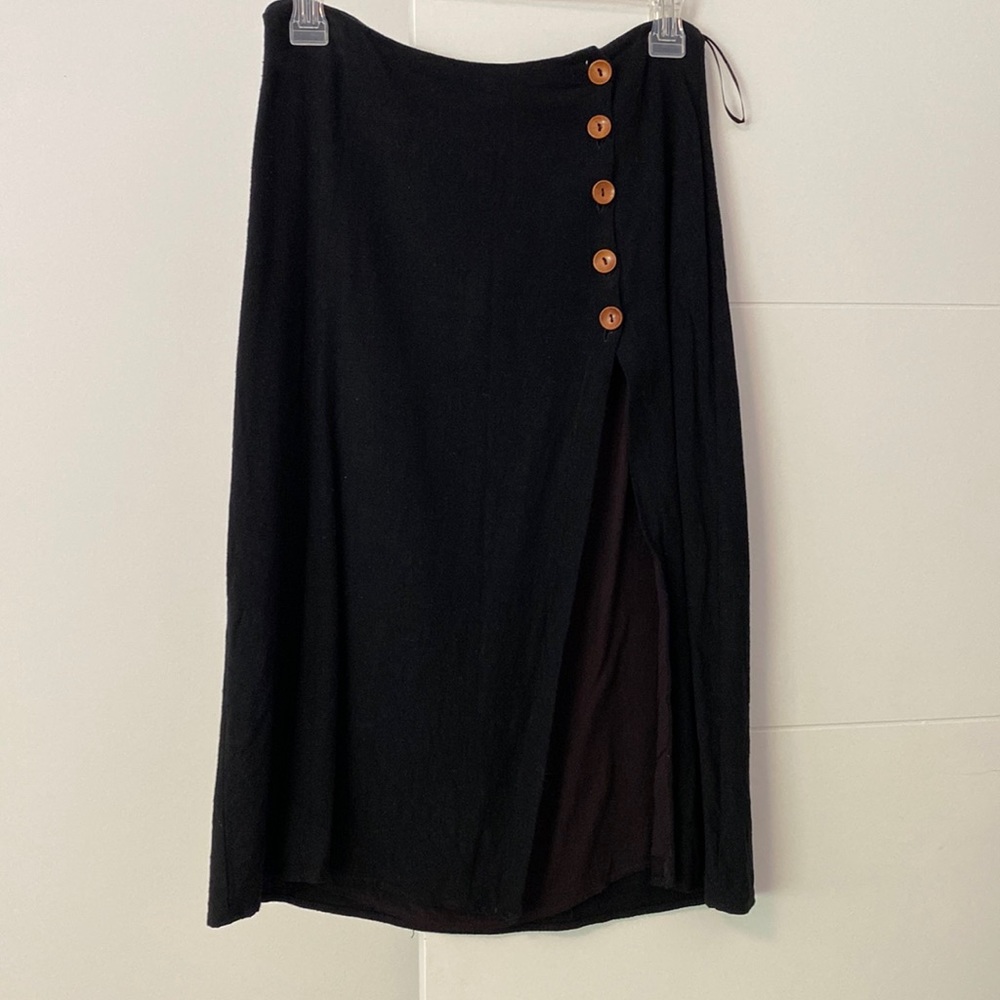 Black midi skirt with thigh high slit